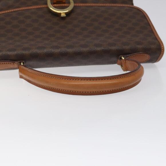 CELINE Macadam Canvas Hand Bag Pvc Leather Brown Gold - Picture 7 of 12